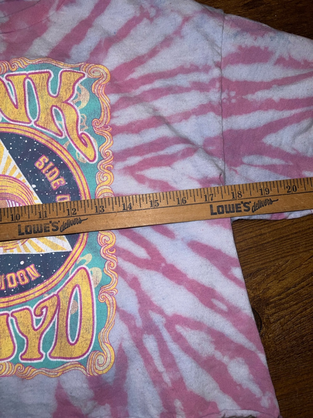 Pink Floyd Pink & Blue Tie-Dye Yellow Graphic Punk Band Cotton Crop Top Size M - Picture 4 of 6